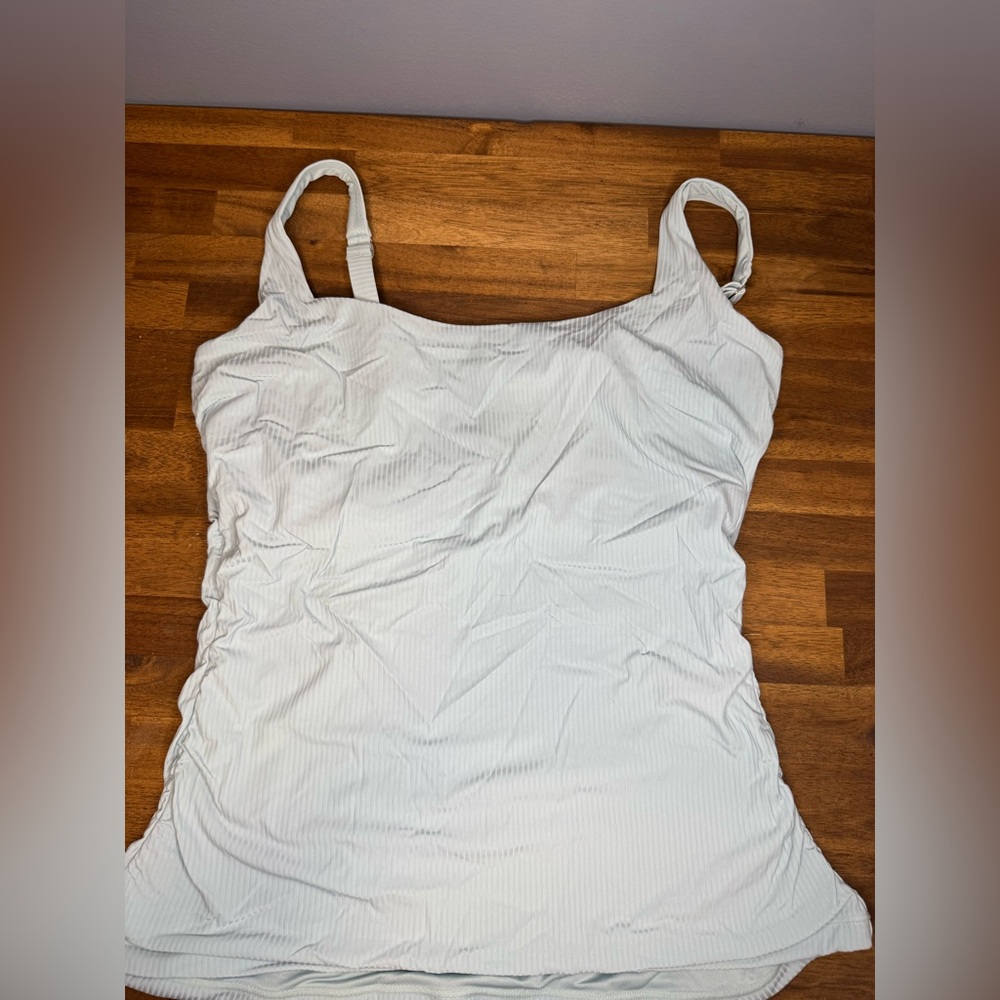 Athleta Square Neck Rib Bra Cup Tankini Underwire, light blue 38D/DD